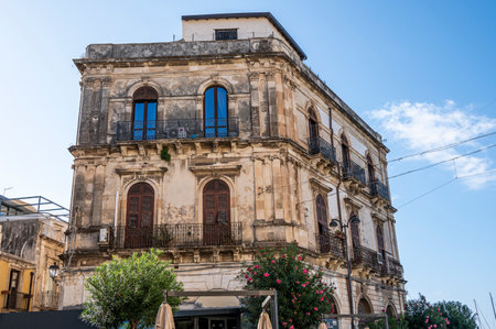 Syracuse, Italy - 09-16-2022: Beautiful building in Ortigiaのeditorial素材