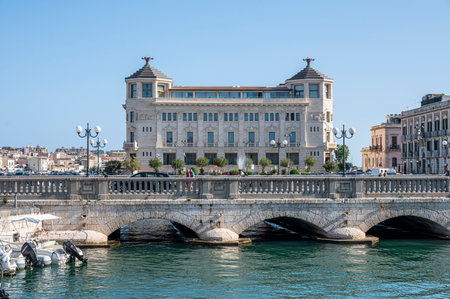 Syracuse, Italy - 09-16-2022: Beautiful building in Ortigiaのeditorial素材