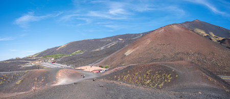 Etna, Italy - 09-15-2022: The beautiful Etna Volcano with its Silvestri Cratersの写真素材