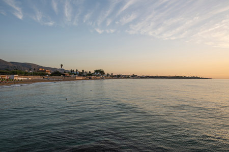 The beach of Avola at sunriseの写真素材