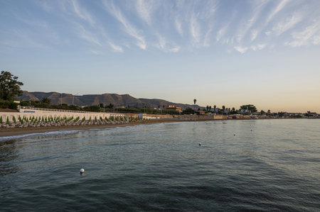 The beach of Avola at sunriseの写真素材