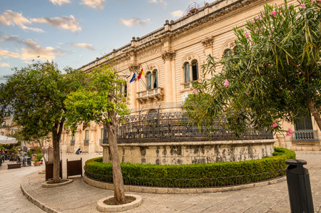 Scicli, Italy: 09-18-2022: The beautiful City Hall of Scicliのeditorial素材