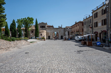 Fano, Italy - 06-22-2022: The beautiful and famous arch of Augusto di Fanoのeditorial素材