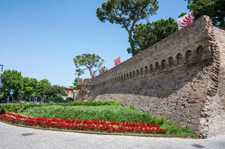 The Pincio of Fano with the ancient Roman wallsのeditorial素材