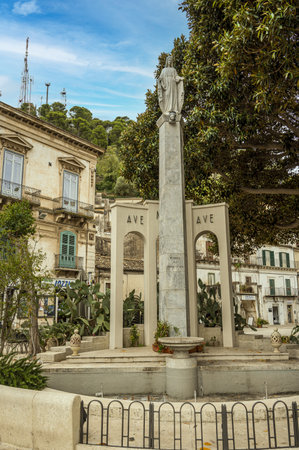 Modica, Italy: 09-21-2022: Beautiful momument of the Madonna in Modicaのeditorial素材