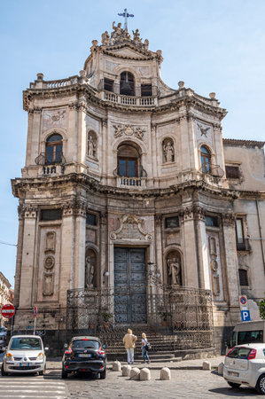 Catania, Italy - 09-23-2022: The beautiful Badia of Cataniaのeditorial素材