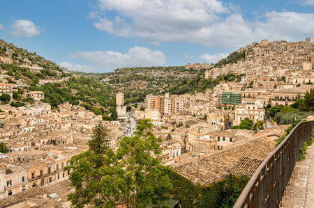 Modica, Italy: 09-21-2022: Landscape of the historic center of Modicaのeditorial素材
