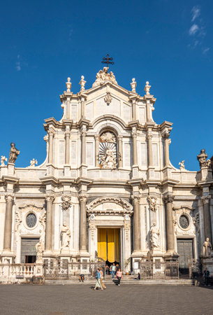Catania, Italy - 09-23-2022: the beautiful Basilica Cathedral baroque of Cataniaのeditorial素材