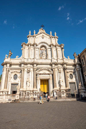 Catania, Italy - 09-23-2022: the beautiful Basilica Cathedral baroque of Cataniaのeditorial素材