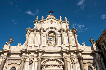 Catania, Italy - 09-23-2022: the beautiful Basilica Cathedral baroque of Cataniaのeditorial素材