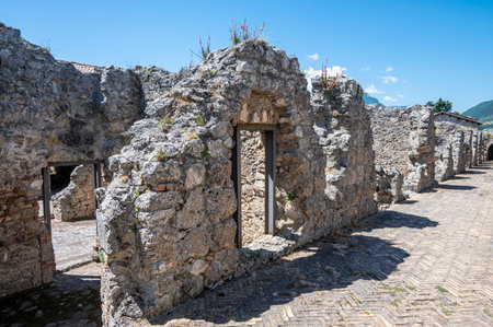 Civitella, italy: 06-24-2022: The ruins of the fortress of Civitella del Trontoのeditorial素材