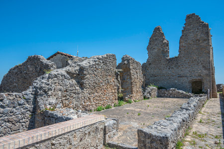 Civitella, italy: 06-24-2022: The ruins of the fortress of Civitella del Trontoのeditorial素材