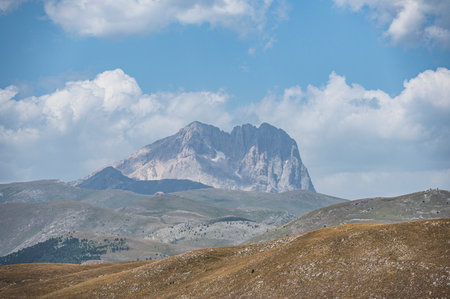 Panoramic view on the top of the Gran Sasso massifの写真素材