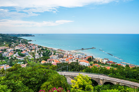 San Vito Chietino - 07-08-2022: High angle view of the coast of San VIto Chietinoの写真素材