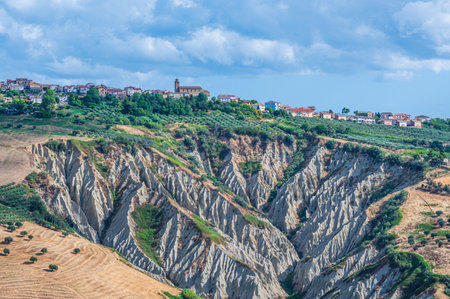 Panorama of Atri with its beautiful badlandsの写真素材