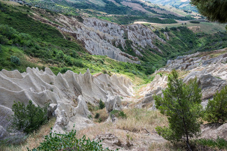 The calanchi di Atri with its stupendous and amazing clayey formationsの写真素材