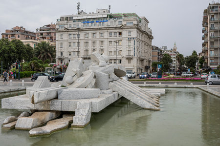 Pescara, Italy - 07-08-2022: The famous monument Ship of Cascella in Pescaraのeditorial素材