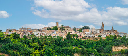 Panorama of the beautiful village of Atri on a hill in Abruzzoの写真素材