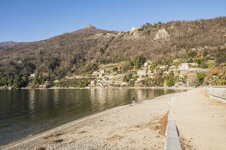 The beach of Cannero Rivieraの写真素材