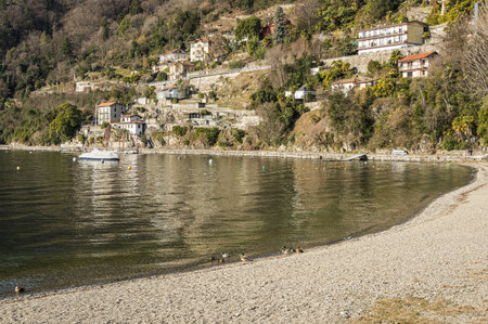 The beach of Cannero Rivieraの写真素材