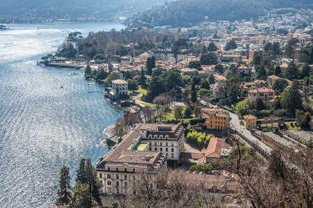 Aerial view of Cernobbio on the Lake Comoの写真素材