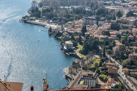 Aerial view of Cernobbio on the Lake Comoの写真素材