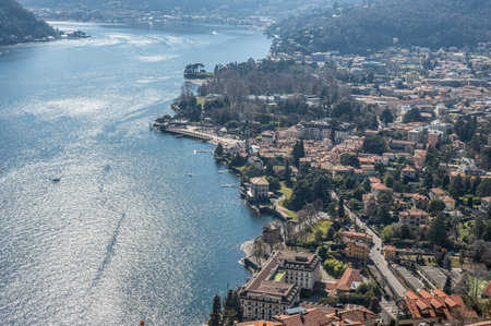 Aerial view of Cernobbio on the Lake Comoの写真素材