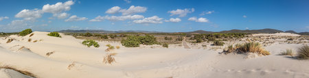 The beautiful beach of Is Solinas in Sardinia with its high white dunes on a windy dayの写真素材