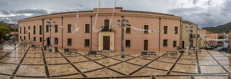 The main square with the parish church of Teuladaの写真素材