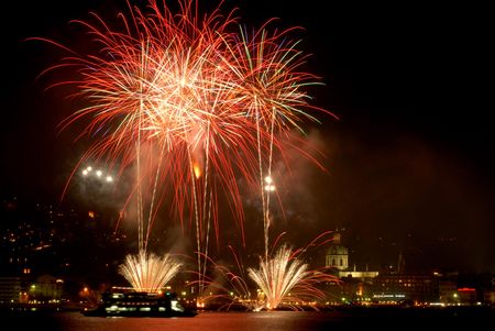 Fireworks on the como lakeの写真素材