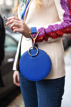 Elegant lady at Emilio Pucci fashion show Milan fashion week AW 2018/19のeditorial素材