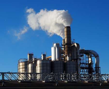 industrial plant with chimneyの写真素材