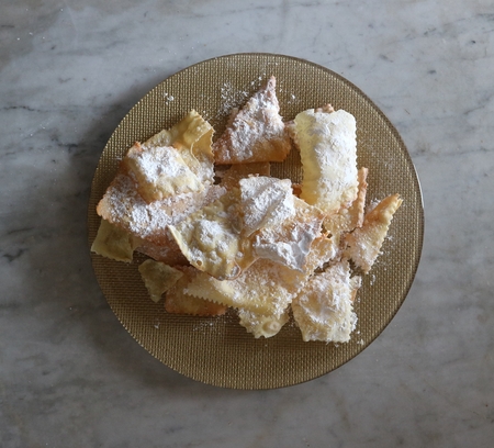 Chiacchiere or Crostoli, italian traditional sweet crisp pastry ,. eaten mainly during carnival time. In English, a similar sweet is known as Angel Wingsの写真素材