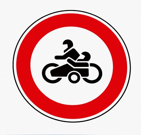 No motorcycle with sidecar. Traffic sign, prohibitionの写真素材