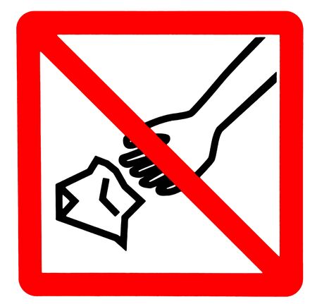 Do not litter sign, with the symbol of a hand throwing a balled up paper.の写真素材