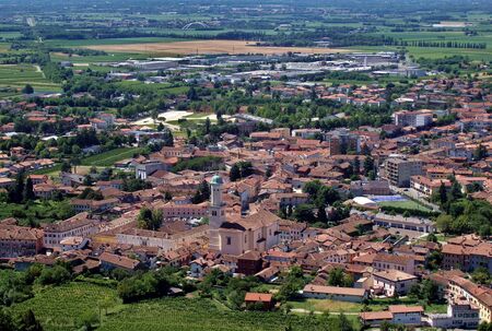 Aerial view of Cormons, italian town on slovenian border. It is known for its excellent Friulian wineの写真素材