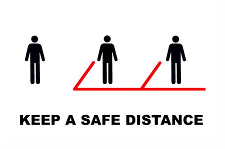 Keep a safe distance from others. Warning sign, social distancing.の写真素材