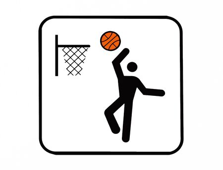 Basketball court sign, public signage used in Italyの写真素材