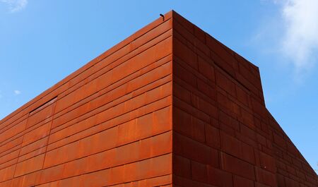 Rusted corten steel facade, detail of a modern house.の写真素材
