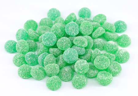Heap of soft gummy menthol candy on white background.の写真素材