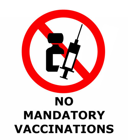 No mandatory vaccines, prohibition sign with text.の写真素材