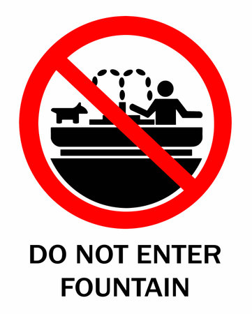 Do not enter fountain, prohibition sign.のイラスト素材