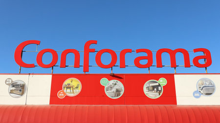 Palmanova, Italy. January 16, 2022. Conforama logo on the store facade. It is the branch of the large french home furnishing retail chainのeditorial素材