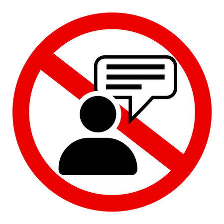 No social media censorship, ban sign with symbol of user account typing a message or a post.のイラスト素材
