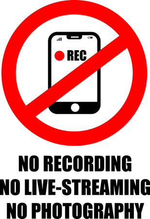 No live streaming at this event. Ban sign with smartphone and textのイラスト素材