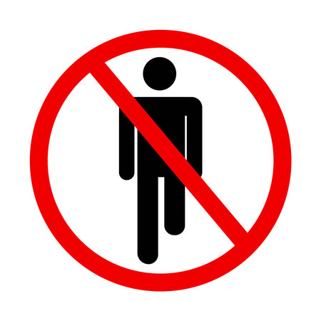 No entry, ban sign with front view of person pictogram walking. Do not climb stairs.のイラスト素材