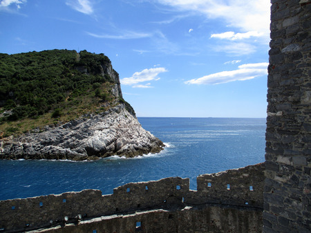 top view of the coastline around Portovenere, Liguria, italyの写真素材