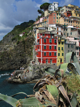 riomaggiore view, gulf of 5 Terre, Liguria, Italyの写真素材
