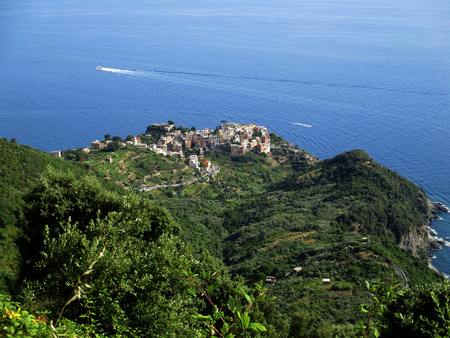 top view of the gulf of 5 Terre, Liguria, Italyの写真素材