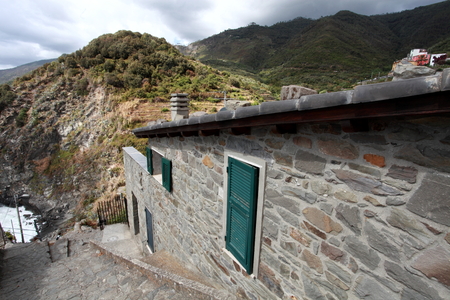 streets and lanes of the small borough of north italyの写真素材